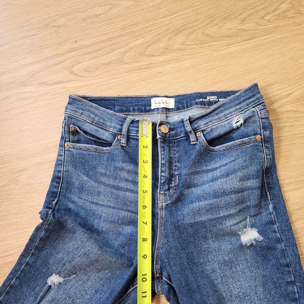 Nicole Miller Jeans Size 4 Soho High Rise Skinny Crop Blue Stretch Raw Hem 30x26 - Picture 10 of 13